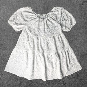 Anthropologie Moon River Babydoll Mini Dress Jacquard White Women's Size M